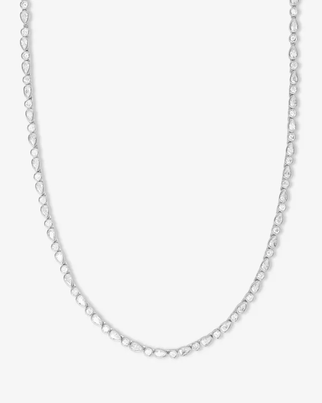 Isla Tennis Necklace 3mm - Silver|White Diamondettes sold by Melinda Maria