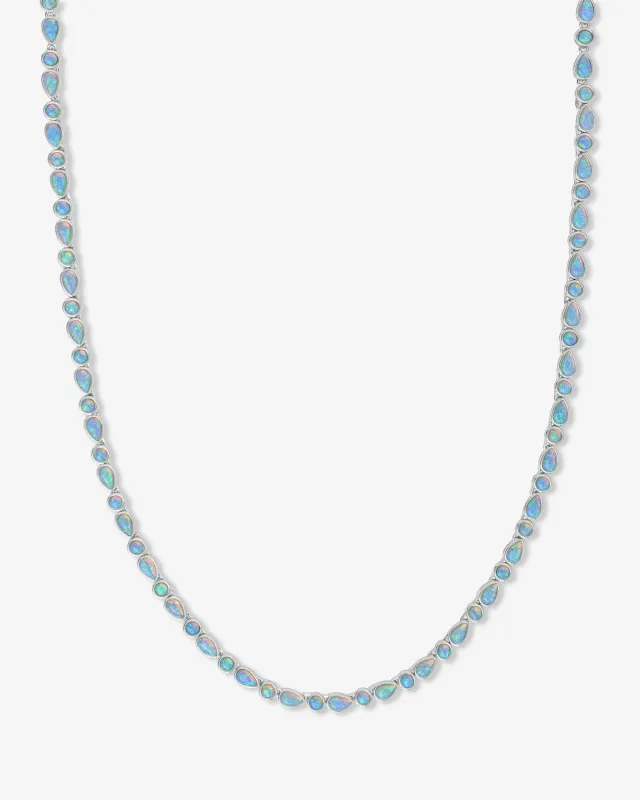 Isla Tennis Necklace 3mm - Silver|Blue Opal made by Melinda Maria