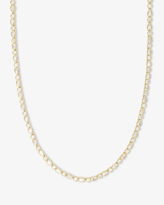 Isla Tennis Necklace 3mm - Gold|White Diamondettes sold by Melinda Maria