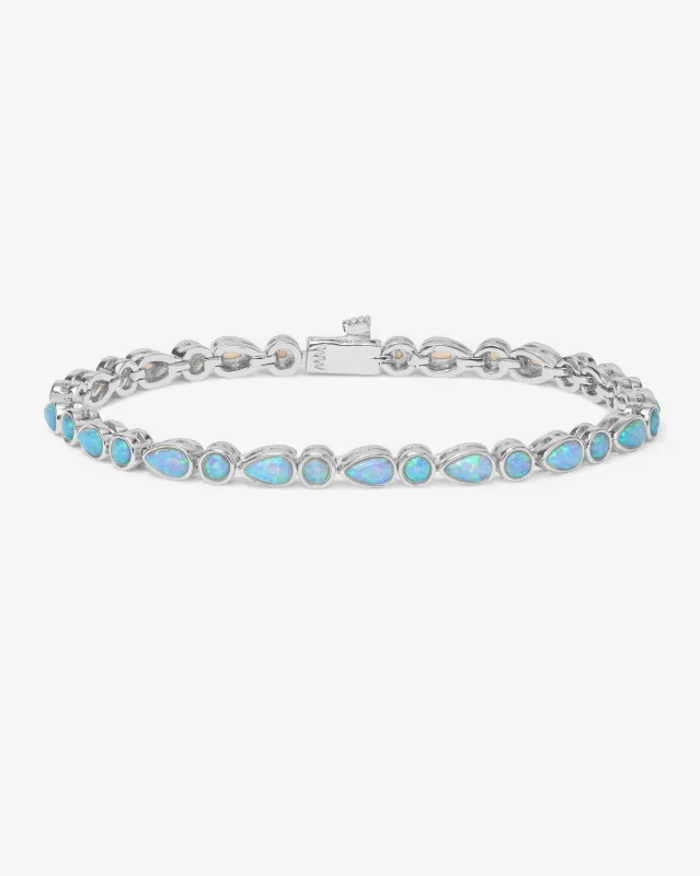 Isla Tennis Bracelet 3mm - Silver|Blue Opal made by Melinda Maria