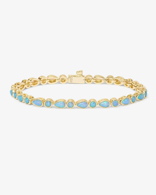 Isla Tennis Bracelet 3mm - Gold|Blue Opal sold by Melinda Maria