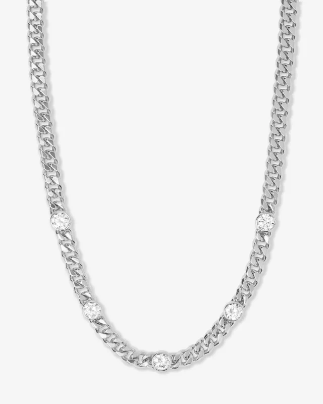 Julian 5 Diamond Necklace 6.8mm - Silver|White Diamondettes sold by Melinda Maria