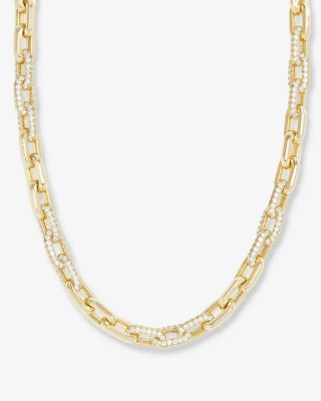 Frankie Pavé Chain Necklace 10mm - Gold|White Diamondettes made by Melinda Maria