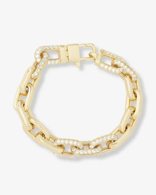 Frankie Pavé Chain Bracelet 10mm - Gold|White Diamondettes made by Melinda Maria