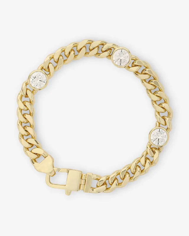 Julian Triple Diamond Bracelet 6.8mm - Gold|White Diamondettes sold by Melinda Maria