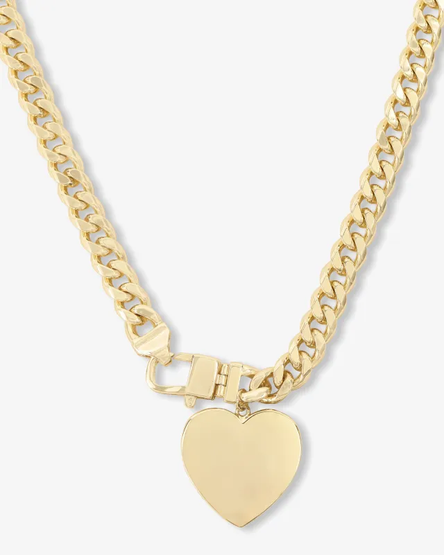 Julian XL Heart Cuban Chain Necklace 6.8mm - Gold made by Melinda Maria