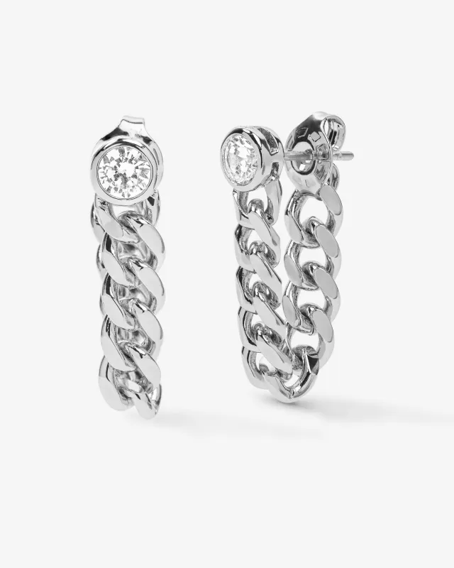 Julian 5mm Soft Chain Hoops - Silver|White Diamondettes made by Melinda Maria
