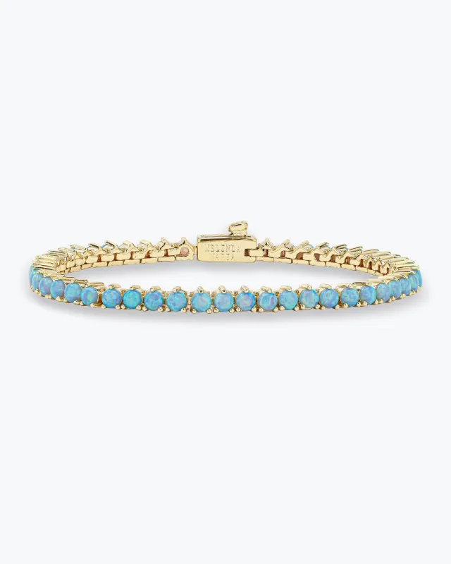 Not Your Basic Tennis Bracelet 3mm - Gold|Blue Opal made by Melinda Maria
