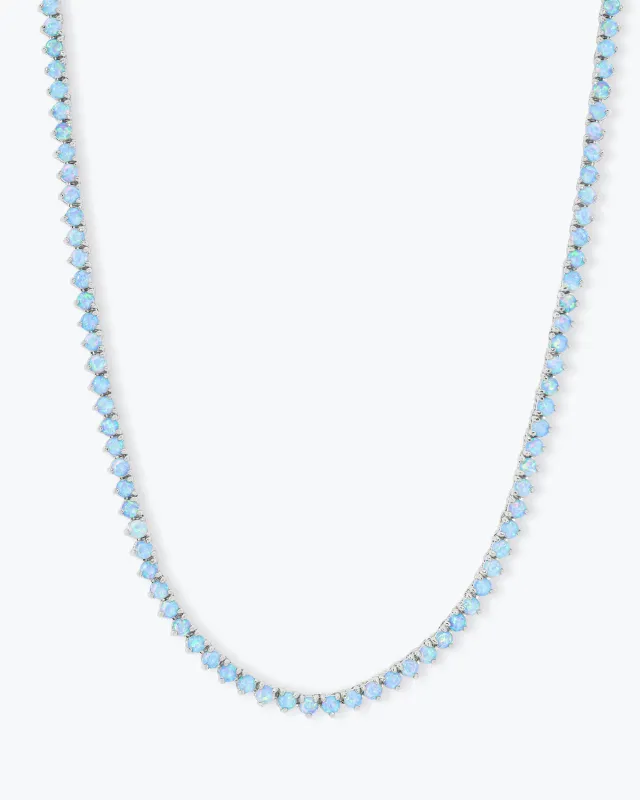 Not Your Basic Tennis Necklace 3mm - Silver|Blue Opal made by Melinda Maria