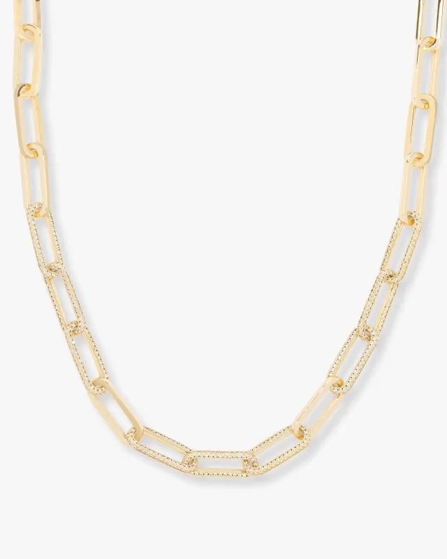 Carrie Pavé Chain Necklace 8mm - Gold|White Diamondettes made by Melinda Maria
