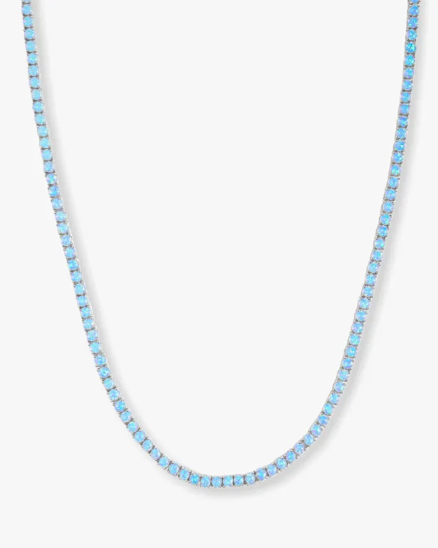 Grand Heiress Tennis Necklace 4mm - Silver|Blue Opal made by Melinda Maria