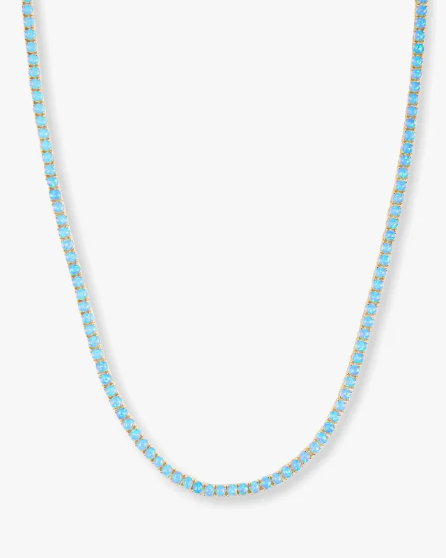 Grand Heiress Tennis Necklace 4mm - Gold|Blue Opal made by Melinda Maria