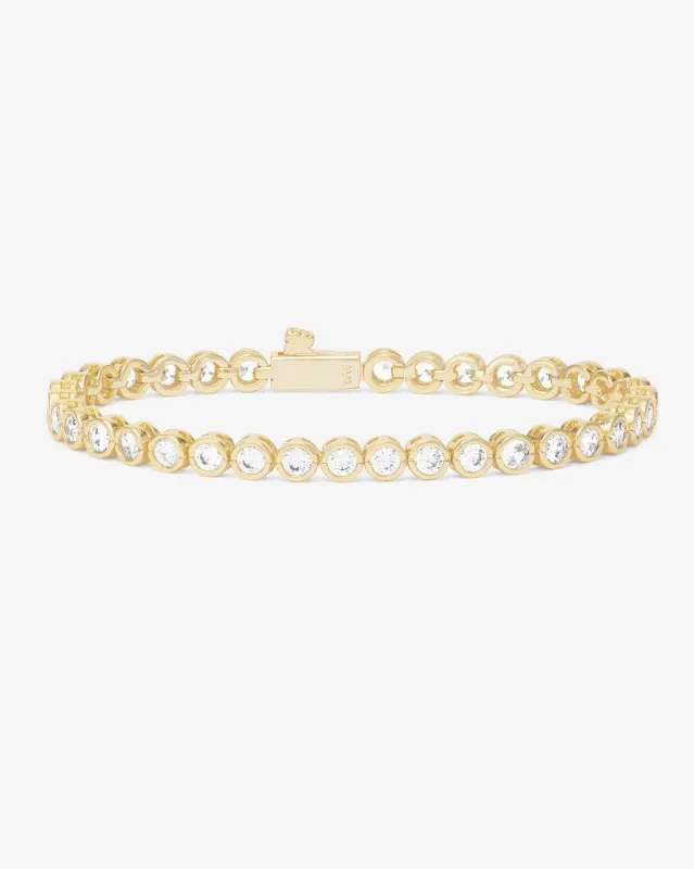 Baroness Tennis Bracelet 3mm - Gold|White Diamondettes sold by Melinda Maria