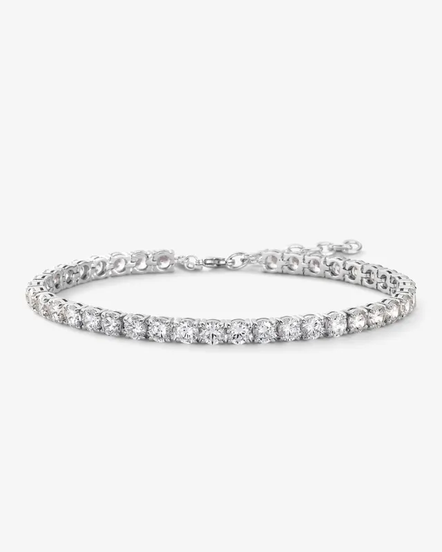Heiress Anklet 5mm- Silver|White Diamondettes made by Melinda Maria