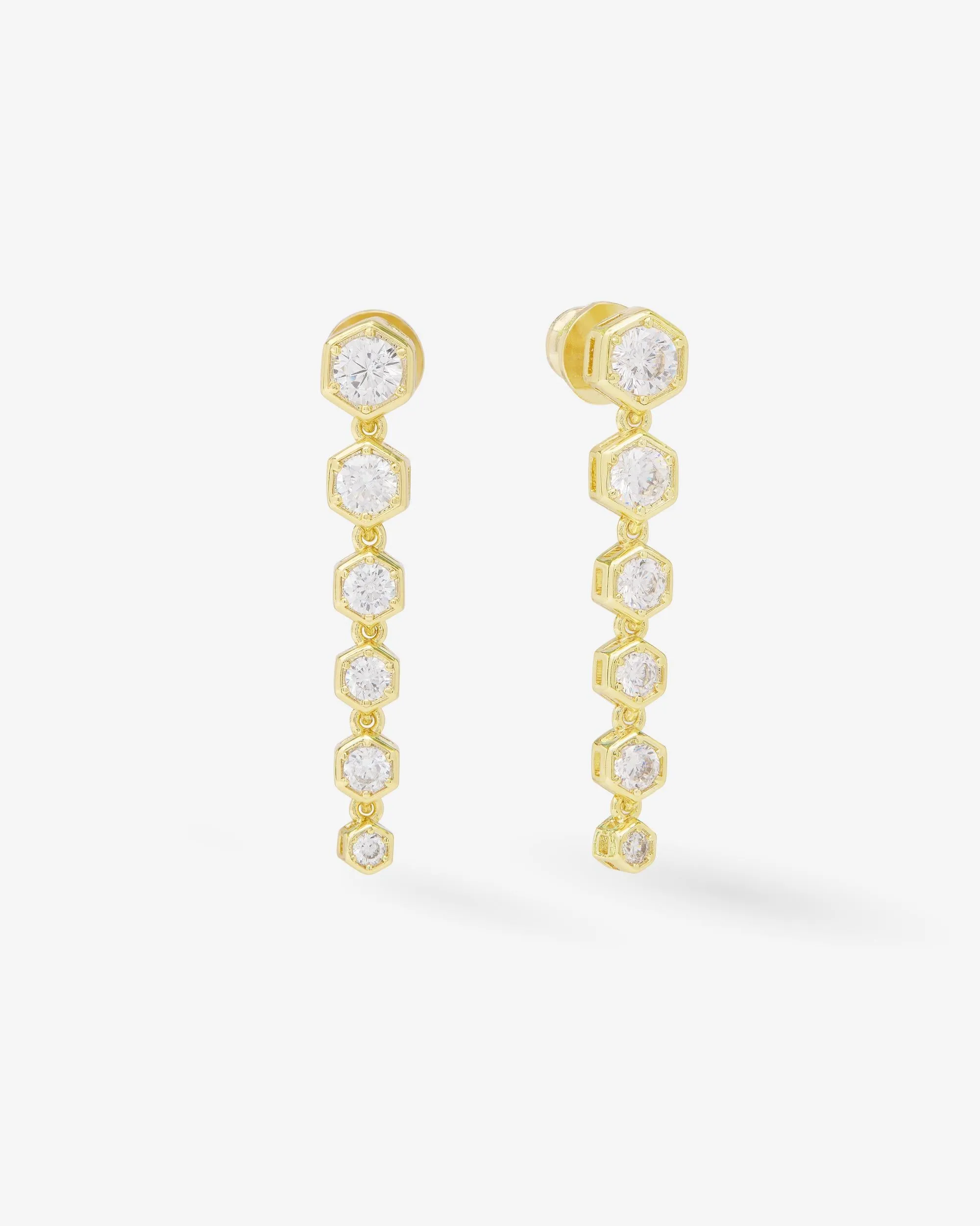 Queen Bee Drop Earrings - Gold|White Diamondettes sold by Melinda Maria