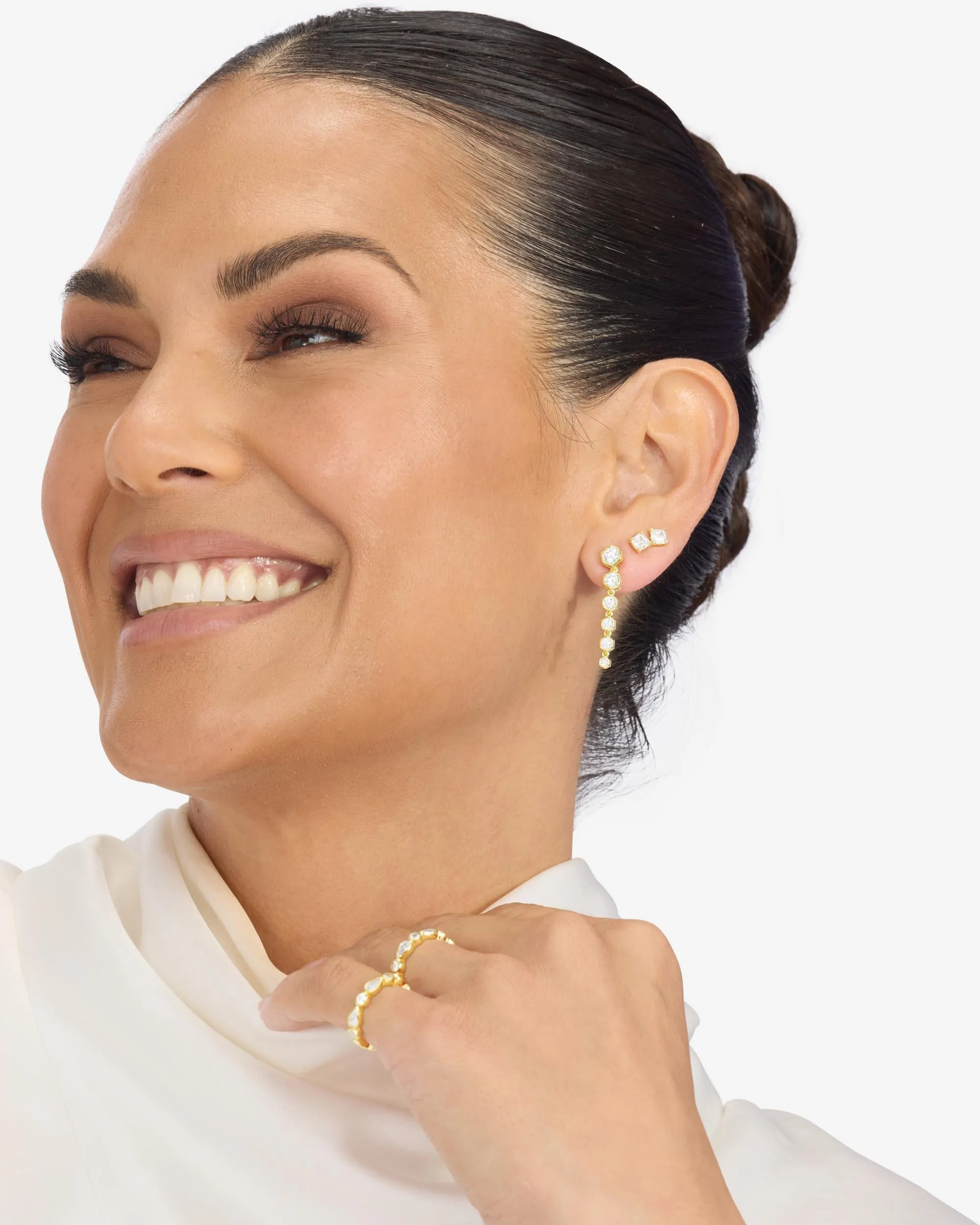 Queen Bee Drop Earrings - Gold|White Diamondettes sold by Melinda Maria product image thumbnail 4