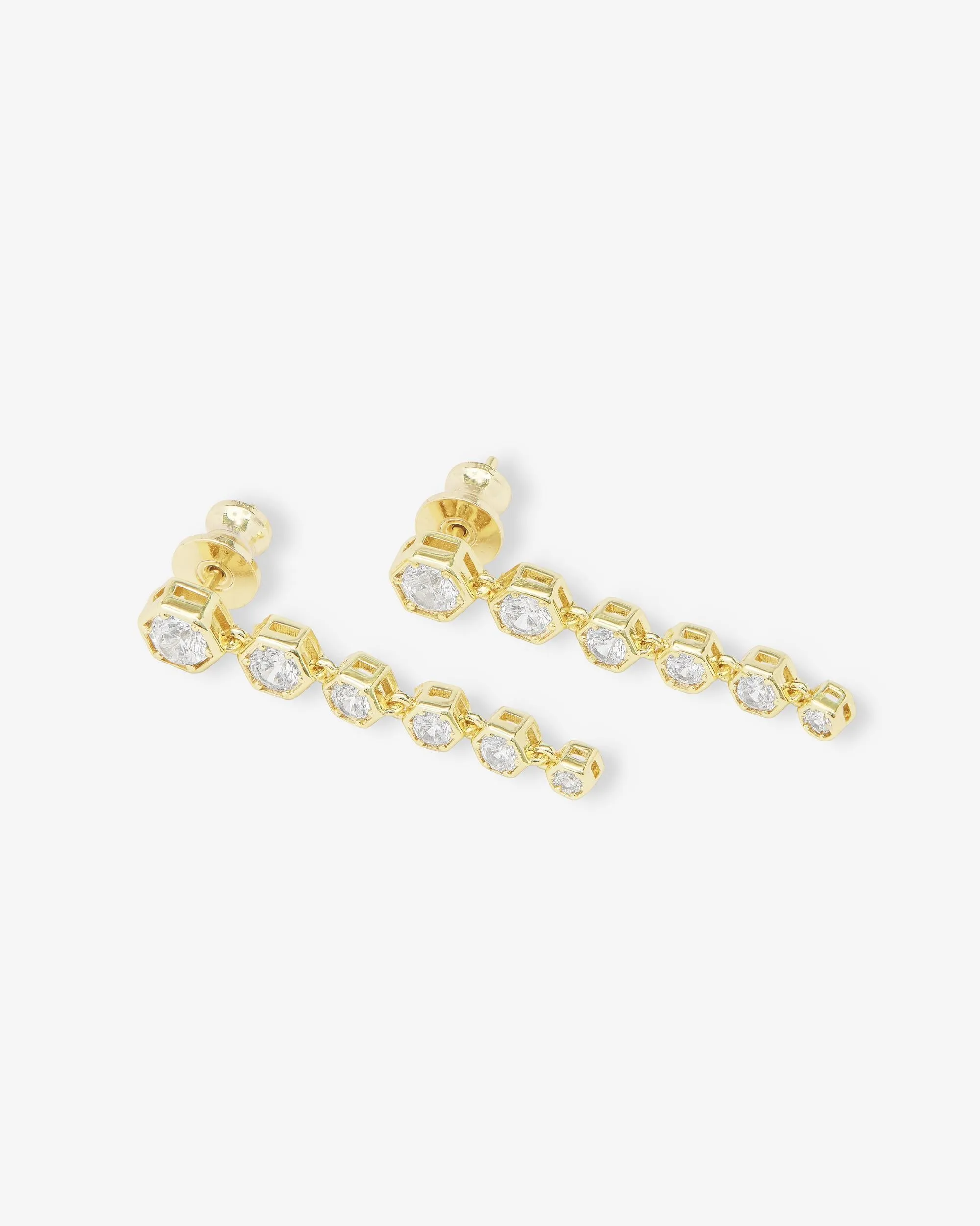 Queen Bee Drop Earrings - Gold|White Diamondettes sold by Melinda Maria product image thumbnail 3
