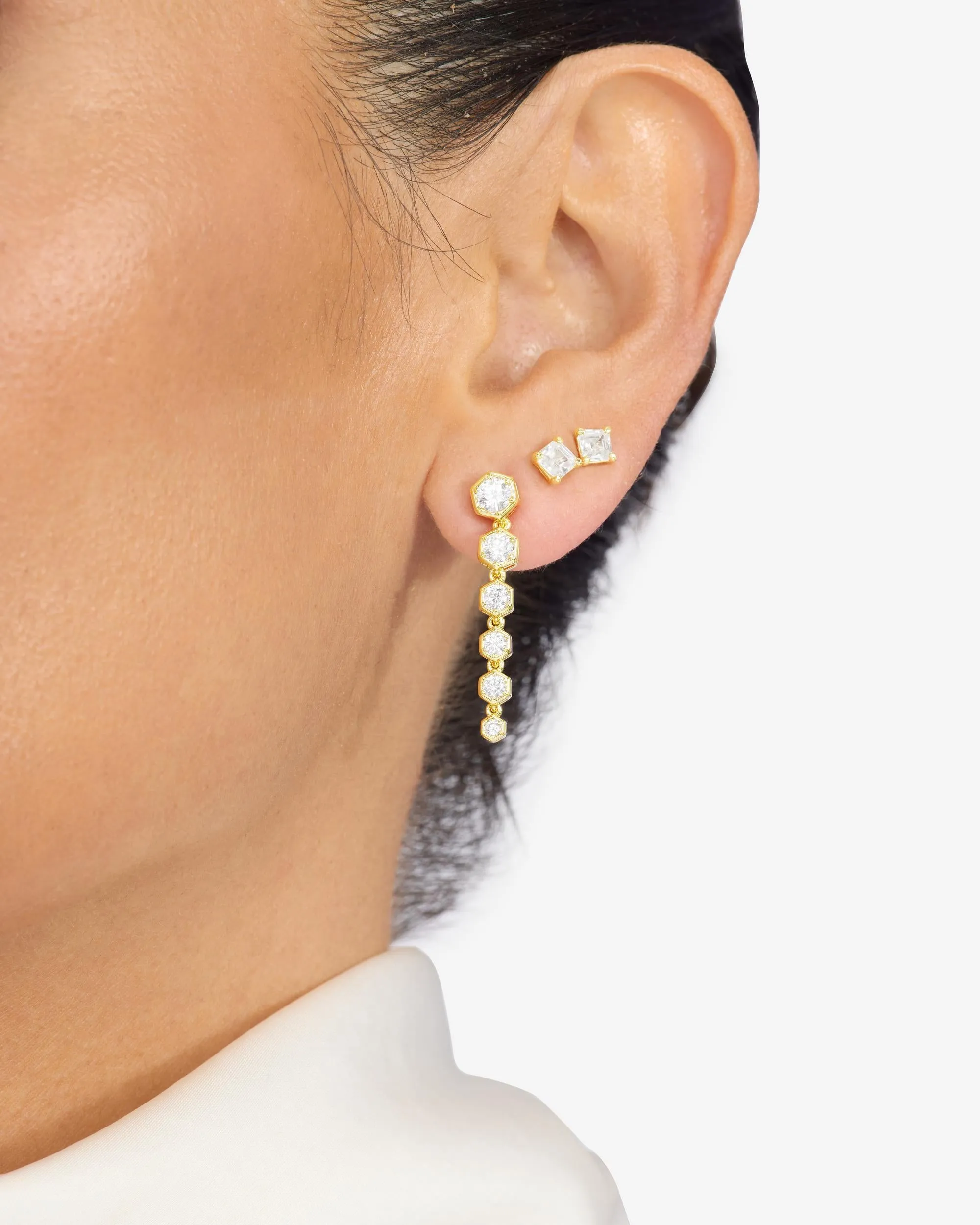 Queen Bee Drop Earrings - Gold|White Diamondettes sold by Melinda Maria product image thumbnail 2