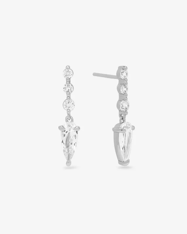 She's Arrived Drop Earrings - Silver|White Diamondettes made by Melinda Maria