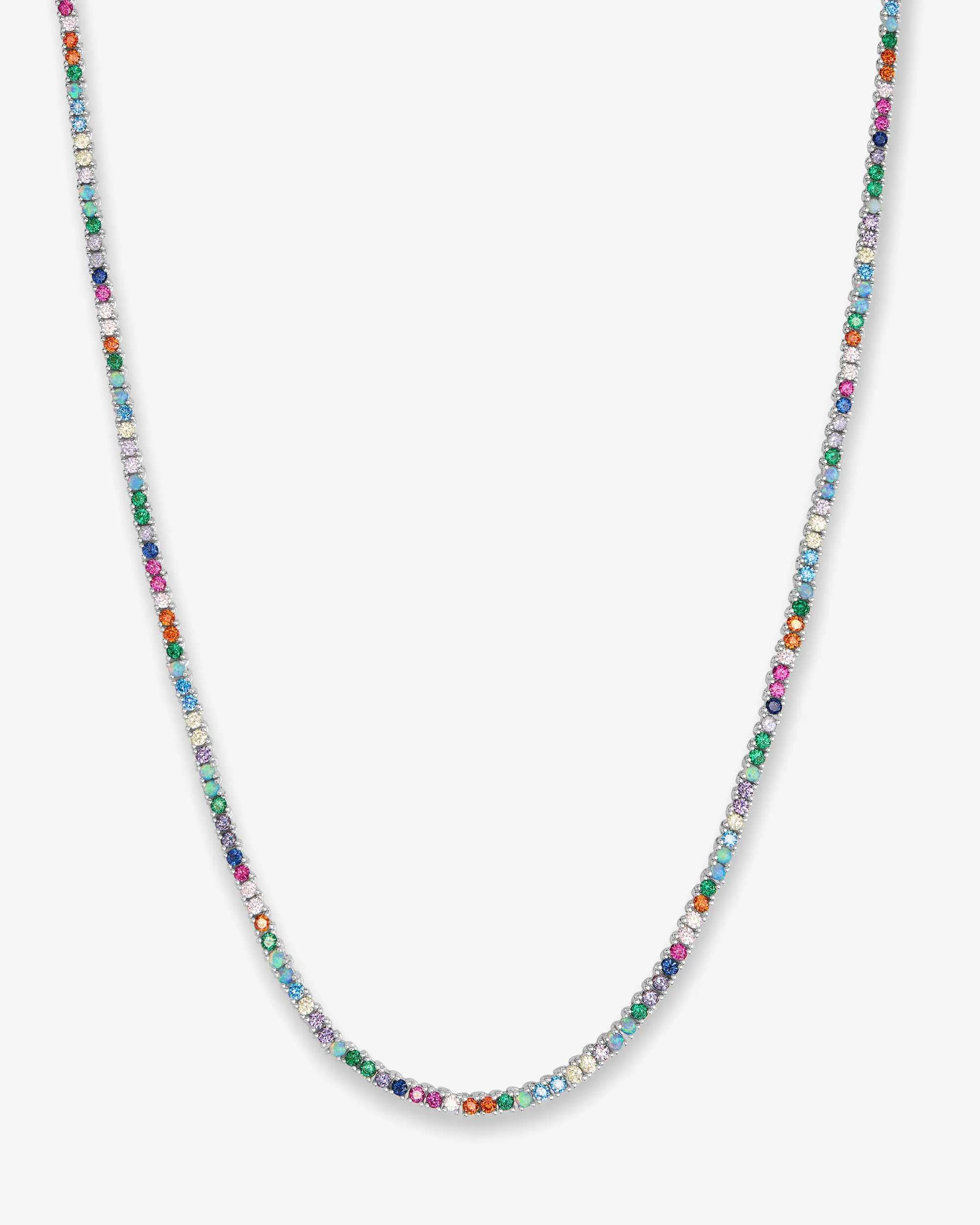 Heiress Tennis Necklace 2mm - Silver|Multi Stone sold by Melinda Maria