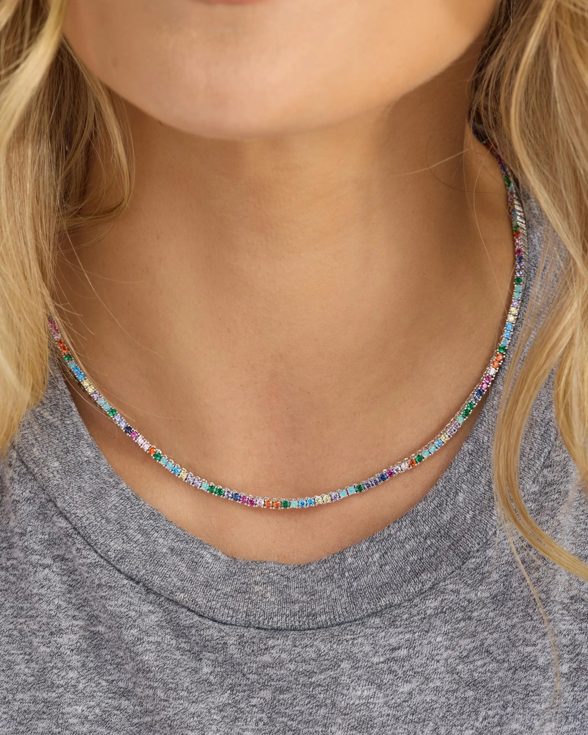 Heiress Tennis Necklace 2mm - Silver|Multi Stone sold by Melinda Maria product image thumbnail 5