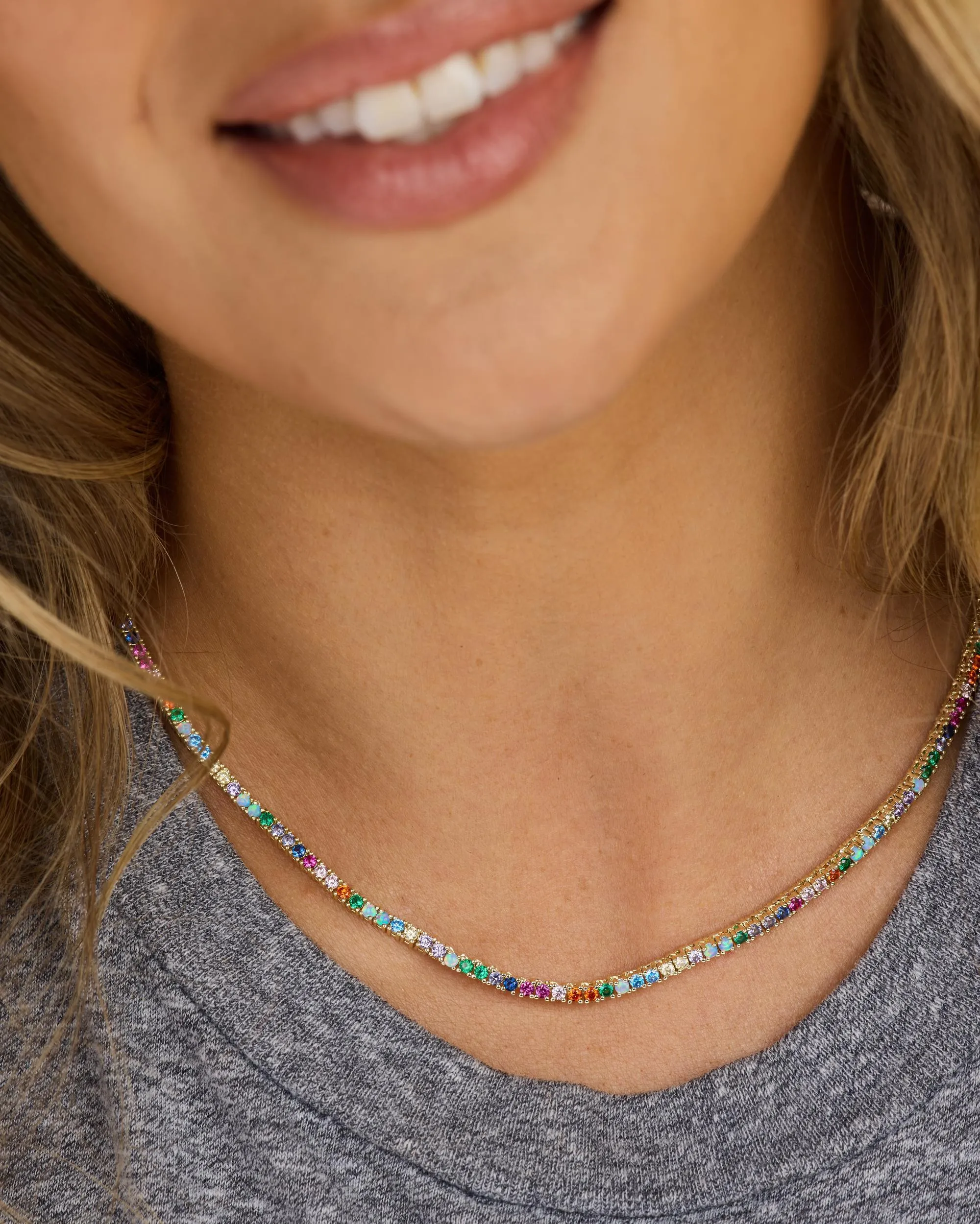 Heiress Tennis Necklace 2mm - Gold|Multi Stone sold by Melinda Maria product image thumbnail 5