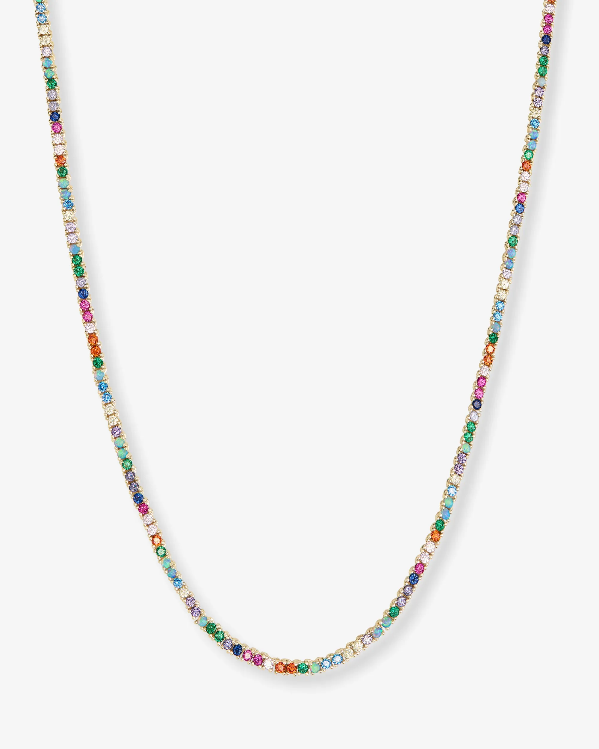 Heiress Tennis Necklace 2mm - Gold|Multi Stone sold by Melinda Maria