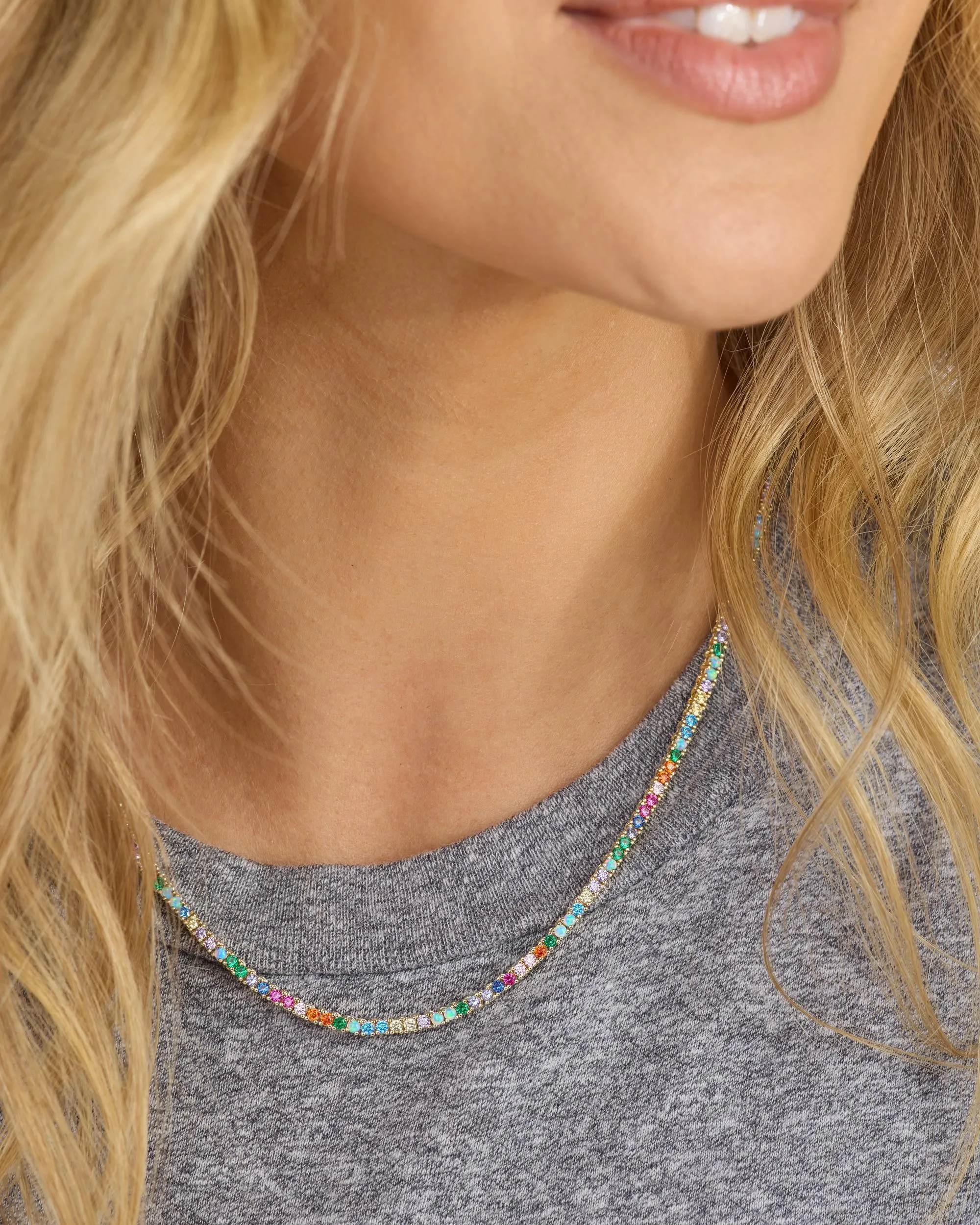 Heiress Tennis Necklace 2mm - Gold|Multi Stone sold by Melinda Maria product image thumbnail 3