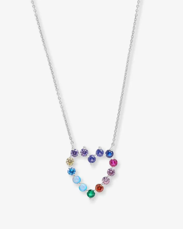 She's an Icon Small Heart Necklace - Silver|Multi Stone made by Melinda Maria