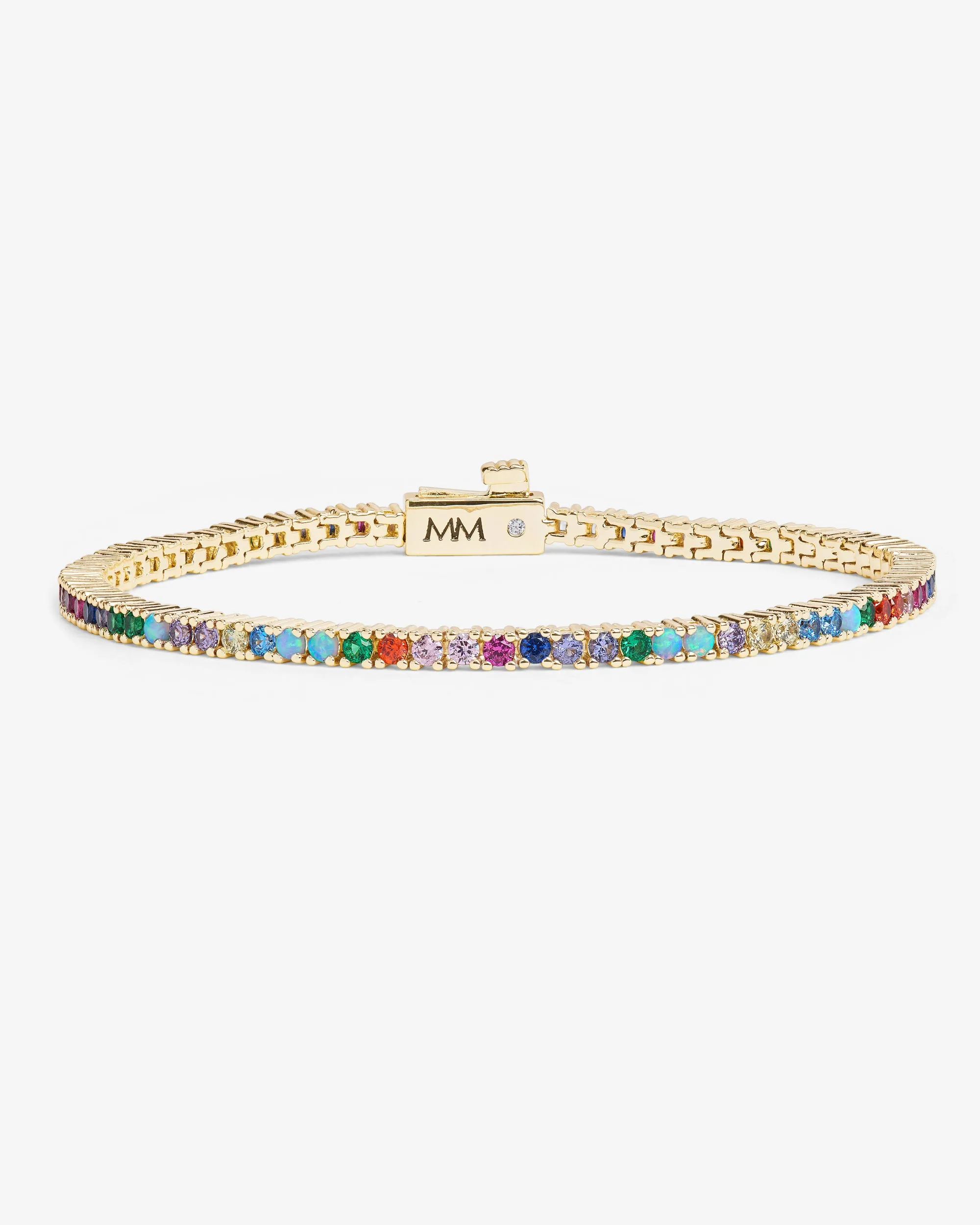 Heiress Tennis Bracelet 2mm - Gold|Multi Stone sold by Melinda Maria