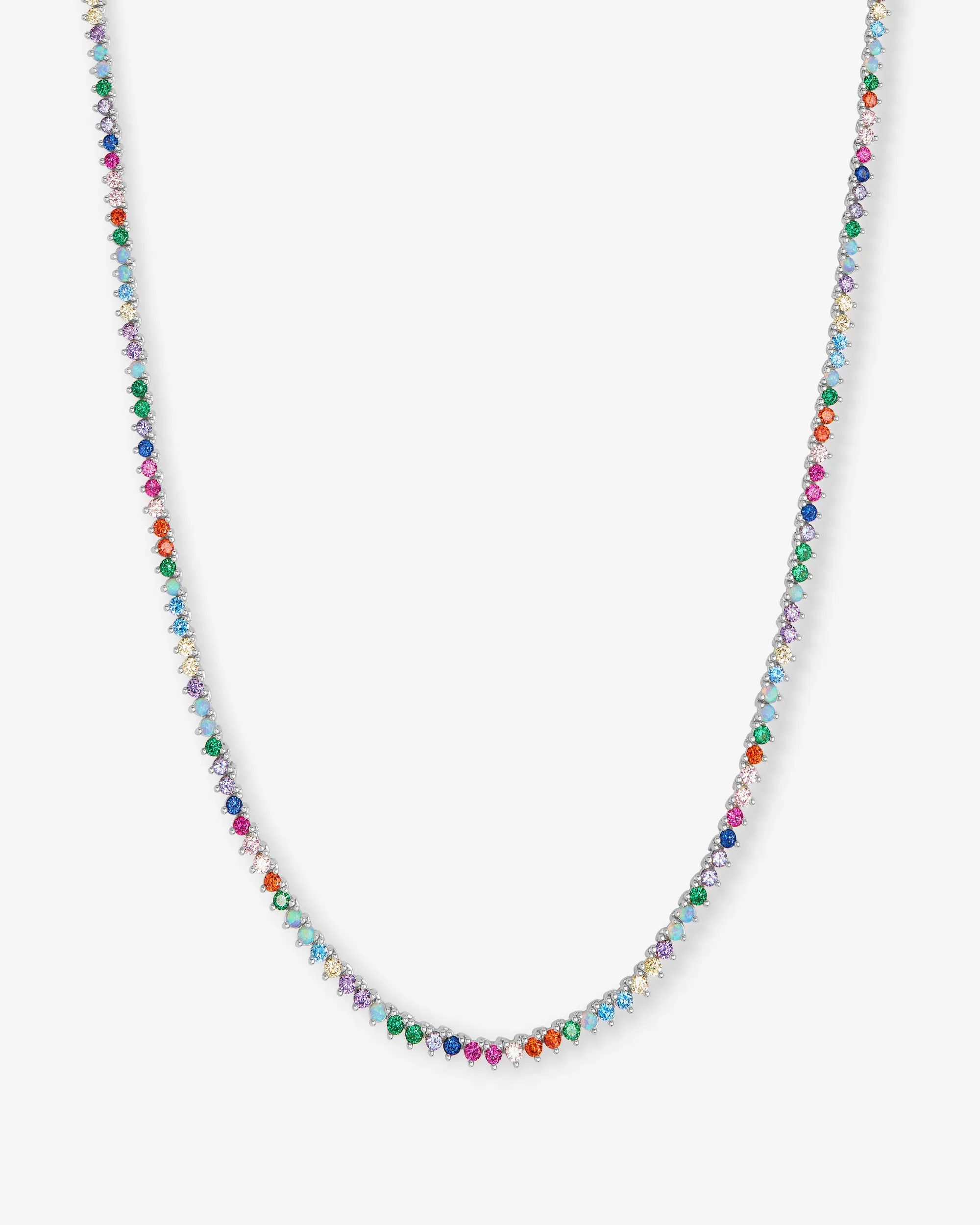 Not Your Basic Tennis Necklace 2mm - Silver|Multi Stone sold by Melinda Maria