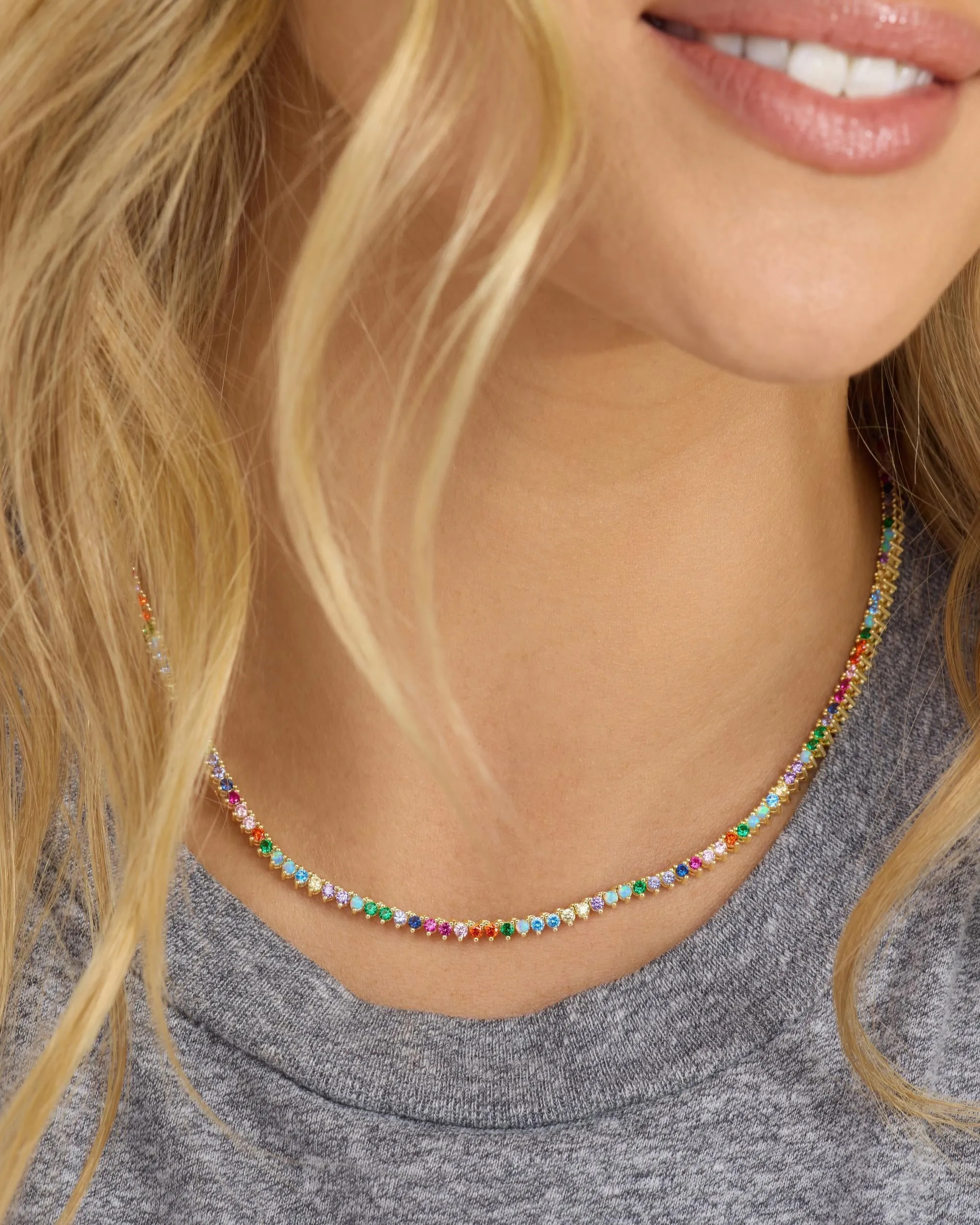 Not Your Basic Tennis Necklace 2mm - Gold|Multi Stone sold by Melinda Maria product image thumbnail 2