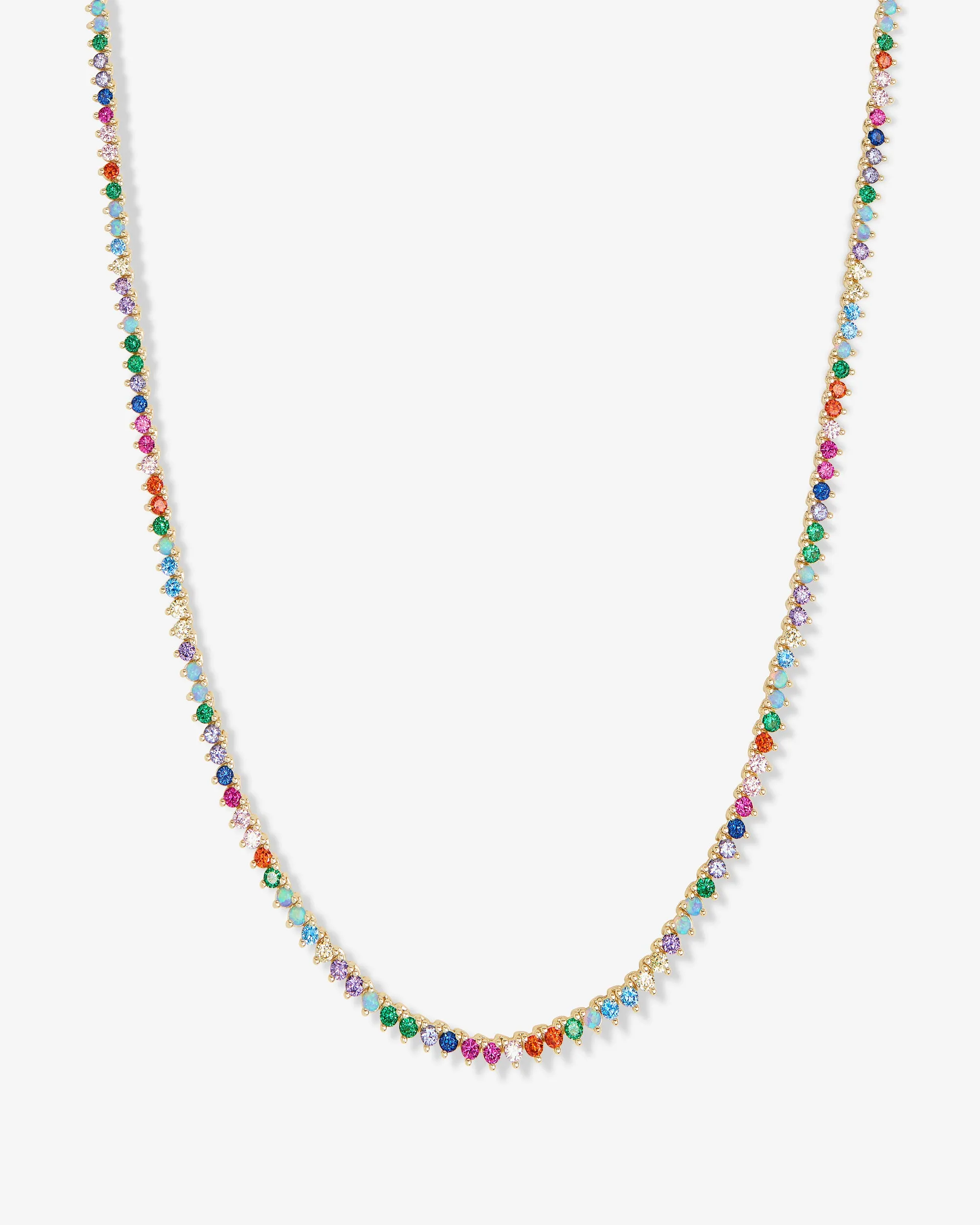 Not Your Basic Tennis Necklace 2mm - Gold|Multi Stone sold by Melinda Maria