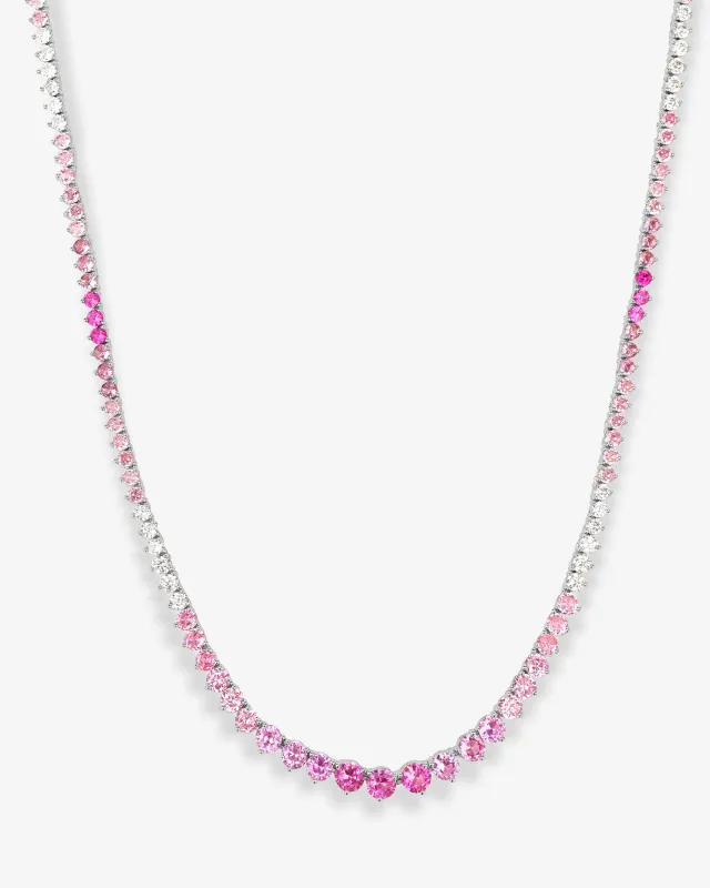 Not Your Basic Graduated Ombré Tennis Necklace - Silver|Pink Sapphire Ombré made by Melinda Maria