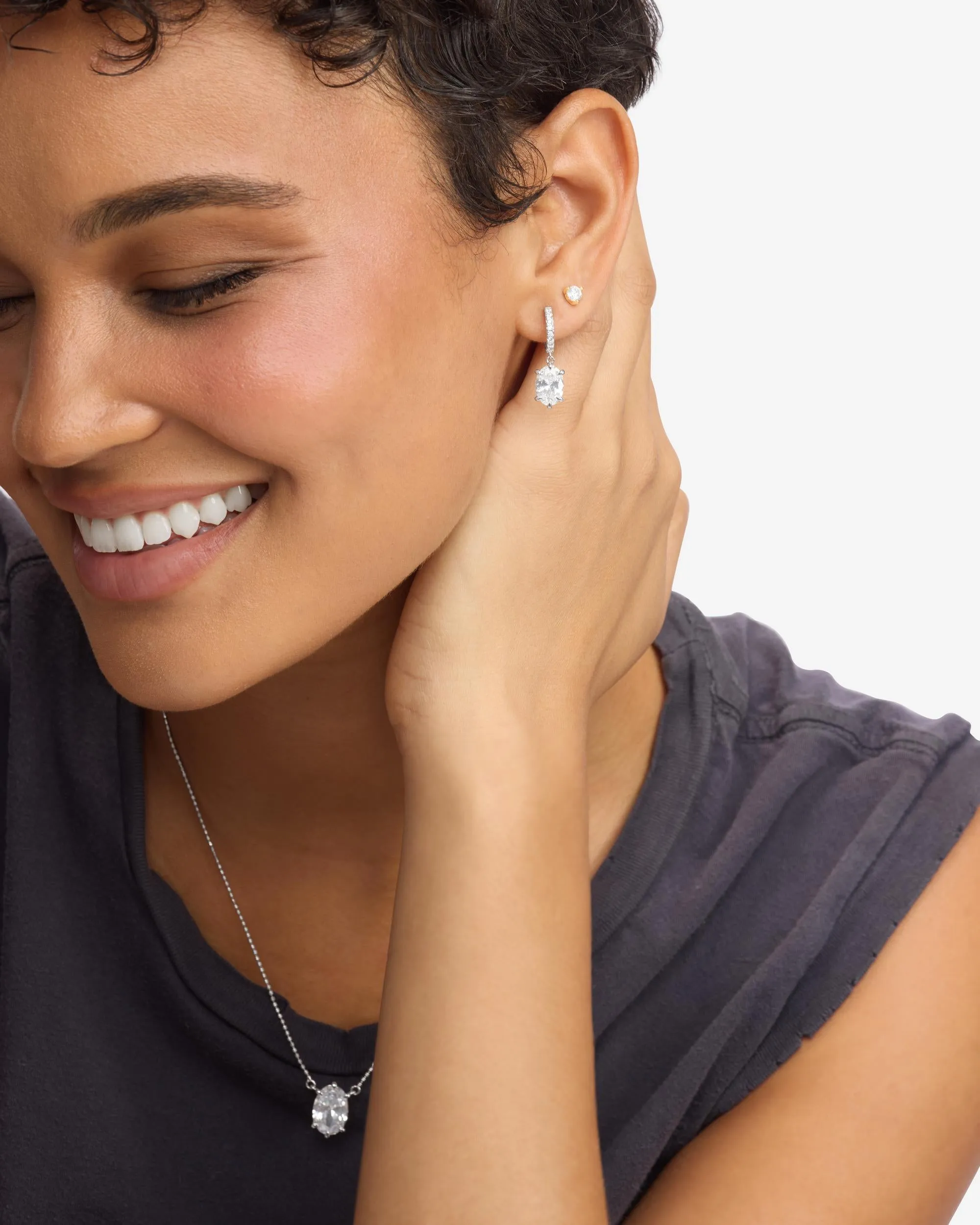 She's On Point Earrings - Silver|White Diamondettes sold by Melinda Maria product image thumbnail 4