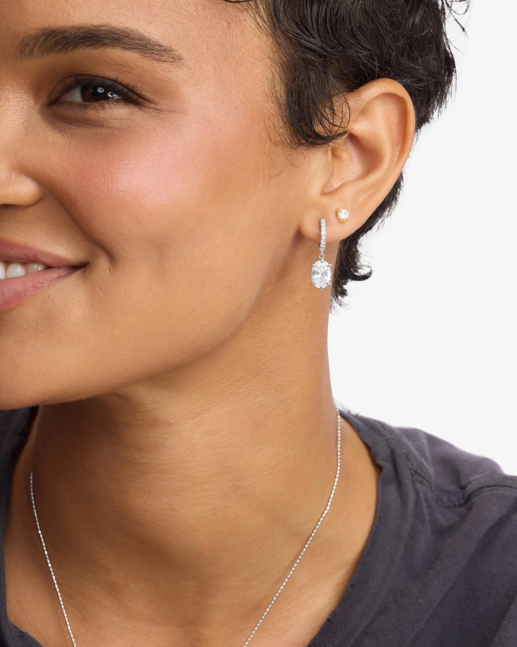 She's On Point Earrings - Silver|White Diamondettes sold by Melinda Maria product image thumbnail 2