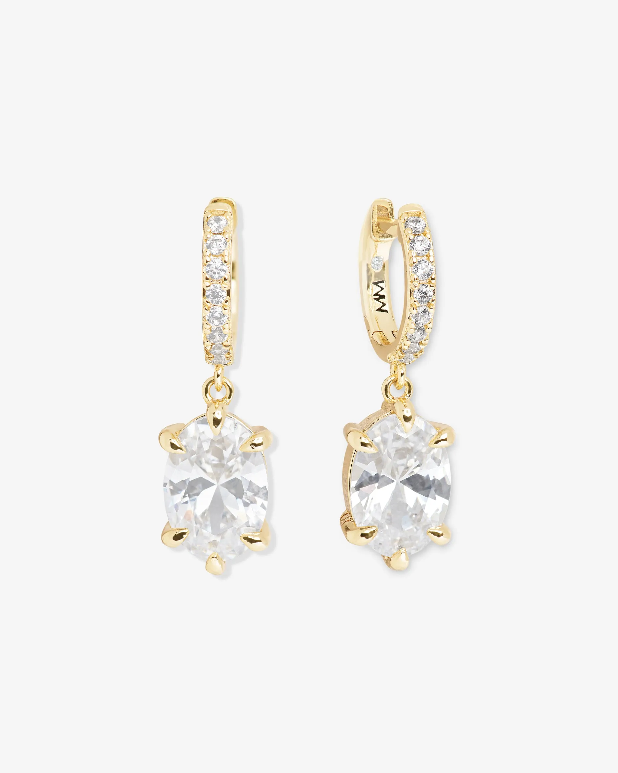She's on Point Earrings - Gold|White Diamondettes sold by Melinda Maria