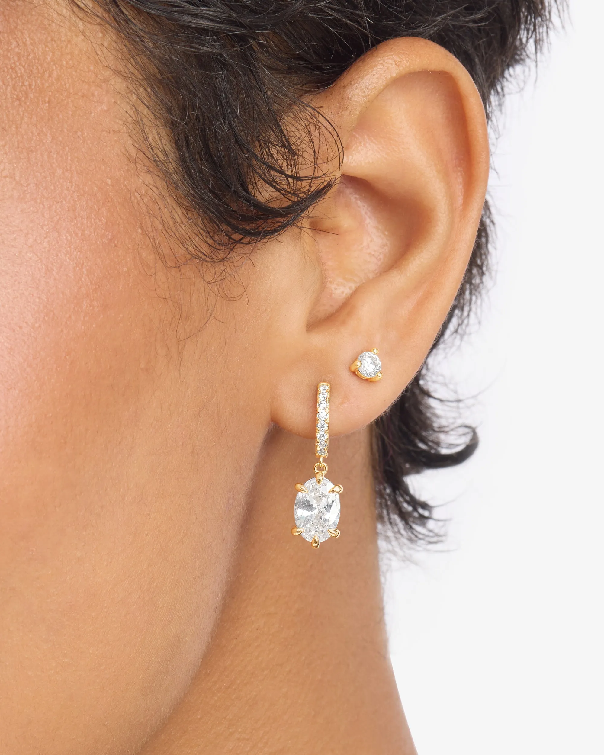 She's on Point Earrings - Gold|White Diamondettes sold by Melinda Maria product image thumbnail 4