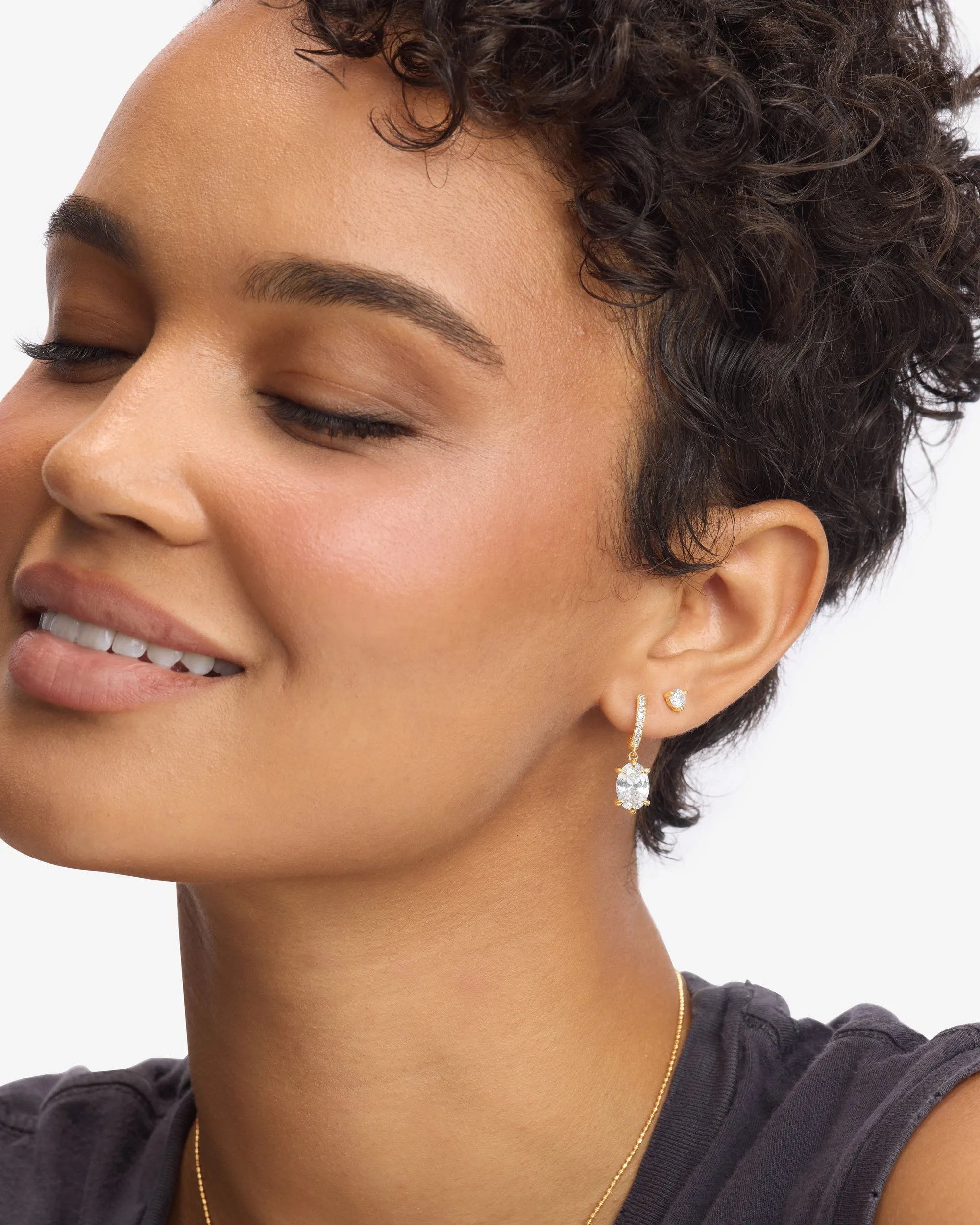 She's on Point Earrings - Gold|White Diamondettes sold by Melinda Maria product image thumbnail 2