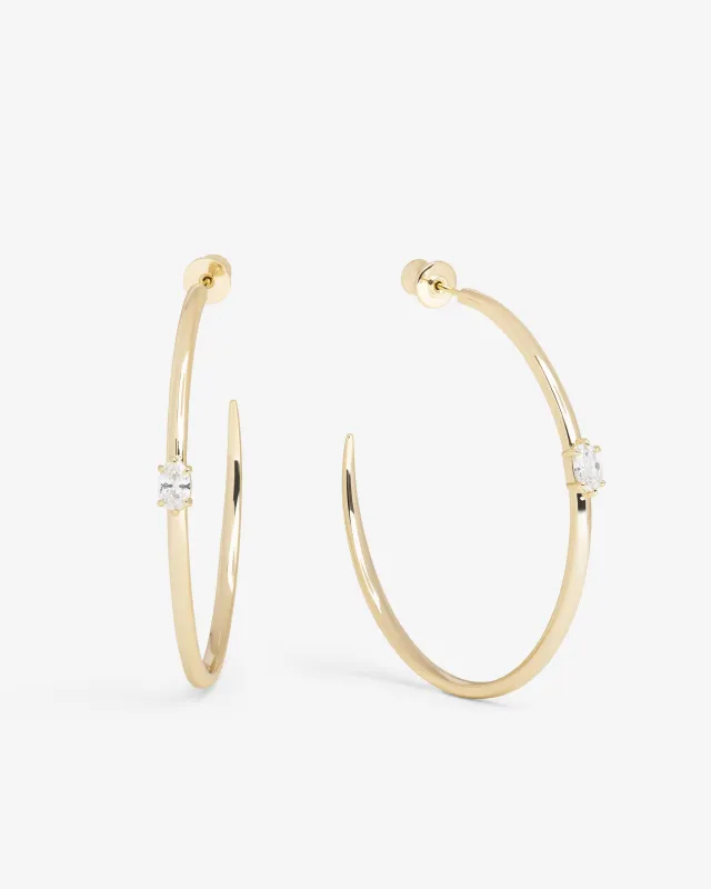 She's on Point Hoops 2" - Gold|White Diamondettes made by Melinda Maria