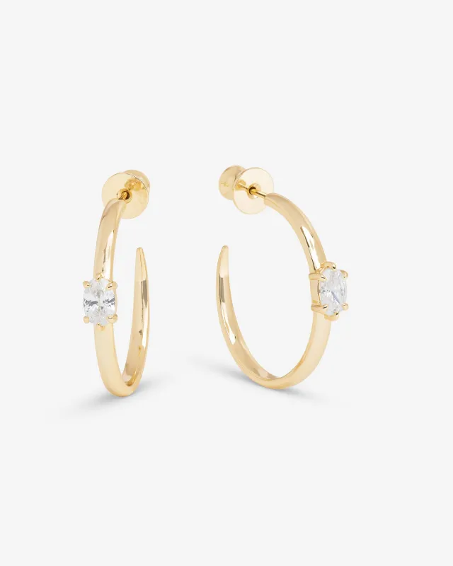 She's on Point Hoops 1" - Gold|White Diamondettes made by Melinda Maria