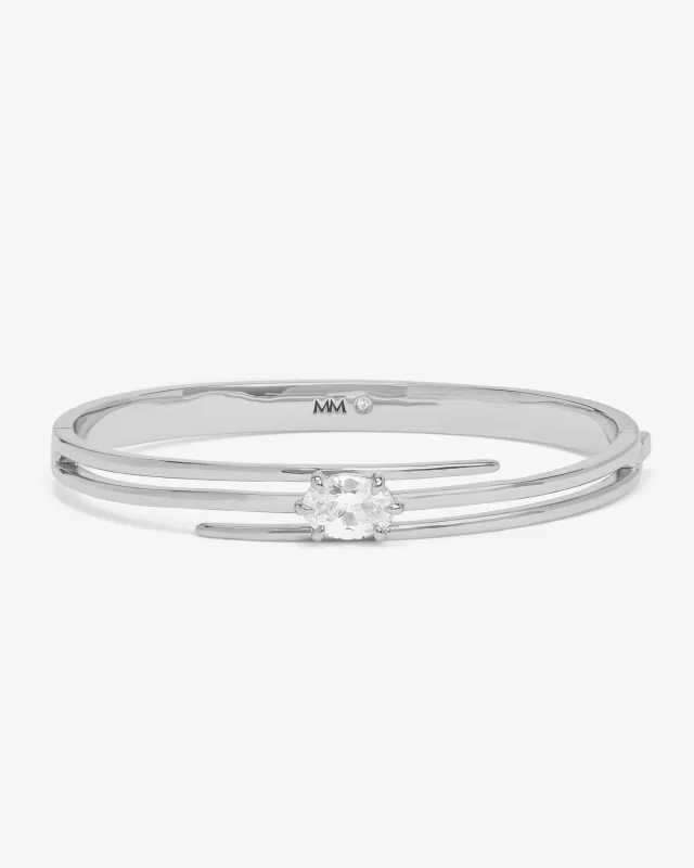 She's on Point Lasso Cuff - Silver|White Diamondettes made by Melinda Maria