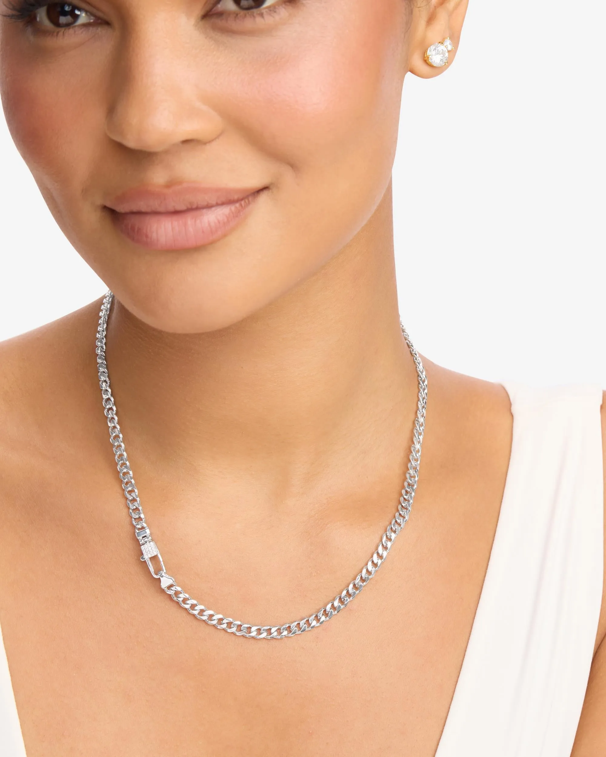 Julian Pavé Lock Necklace 5mm - Silver|White Diamondettes sold by Melinda Maria product image thumbnail 2
