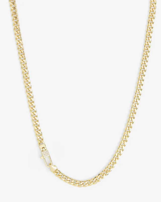 Julian Pavé Lock Necklace 5mm - Gold|White Diamondettes made by Melinda Maria
