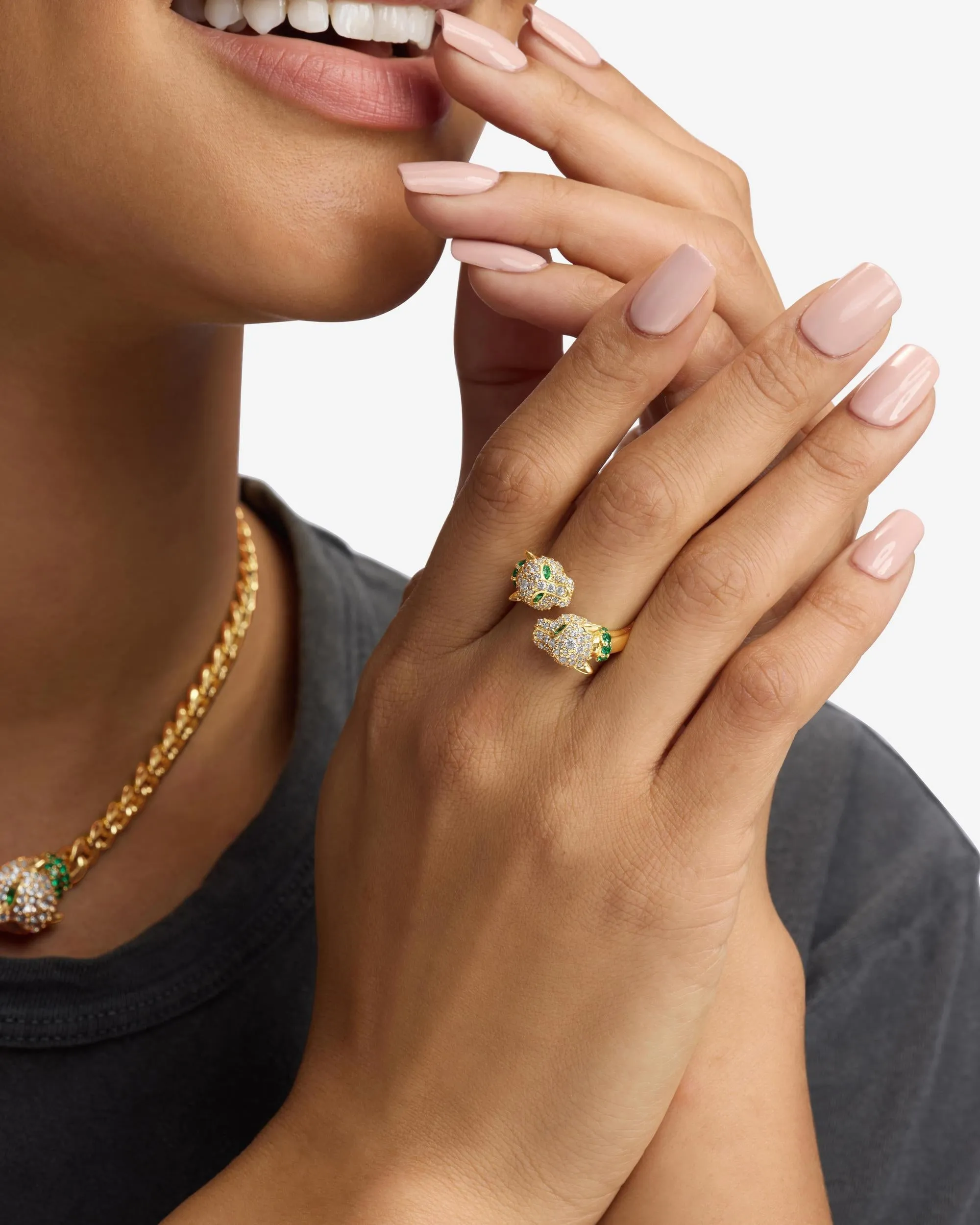 Jaguar Pavé Ring - Gold|White Diamondettes sold by Melinda Maria product image thumbnail 4