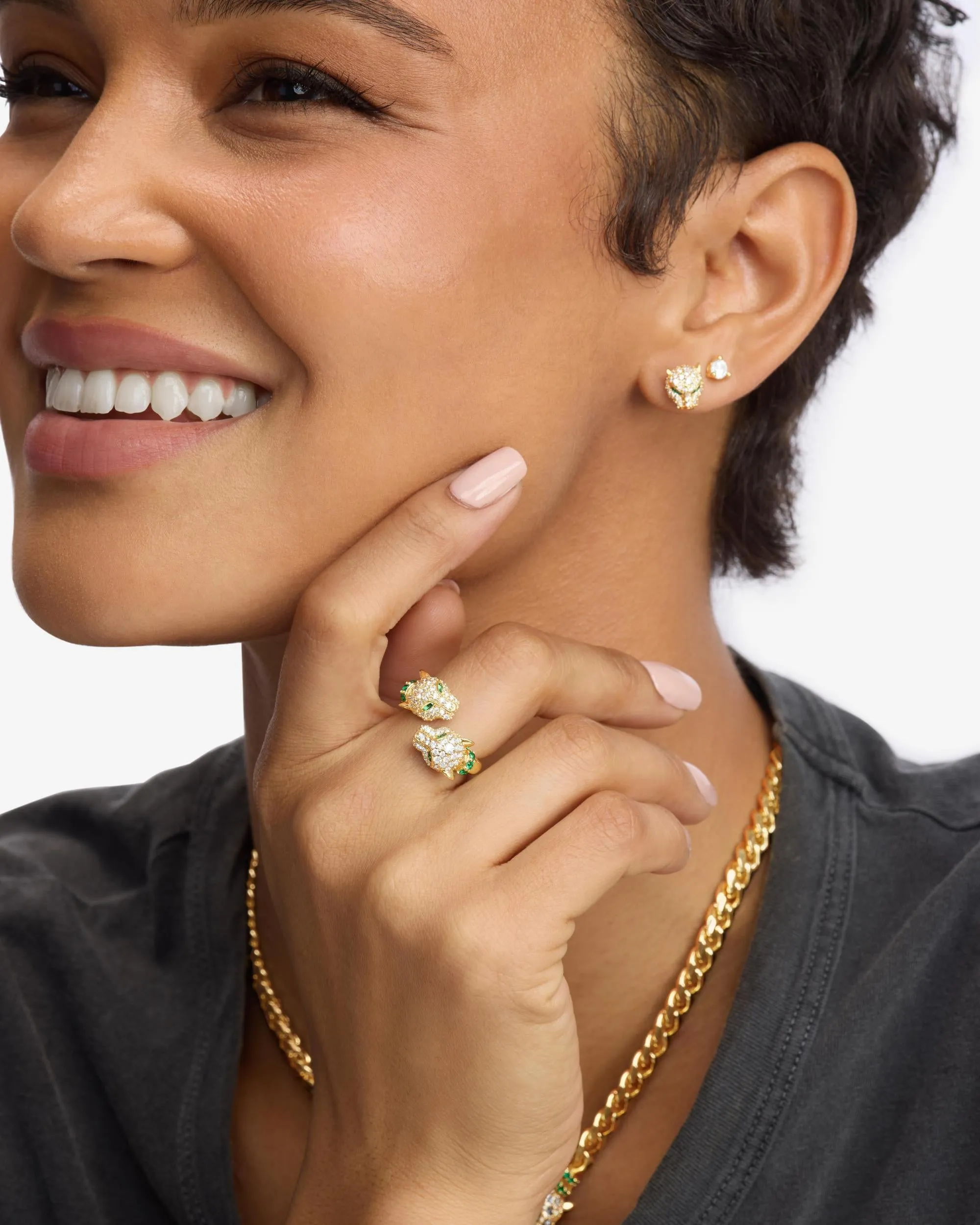 Jaguar Pavé Ring - Gold|White Diamondettes sold by Melinda Maria product image thumbnail 2