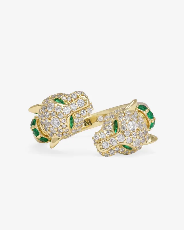 Jaguar Pavé Ring - Gold|White Diamondettes made by Melinda Maria