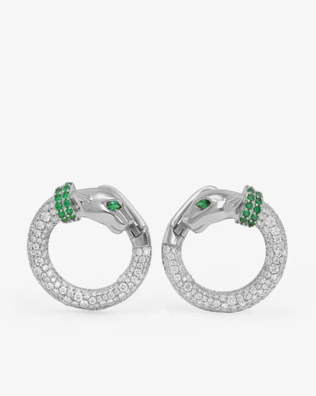 Jaguar Pavé Illusion Hoops - Silver|White Diamondettes made by Melinda Maria
