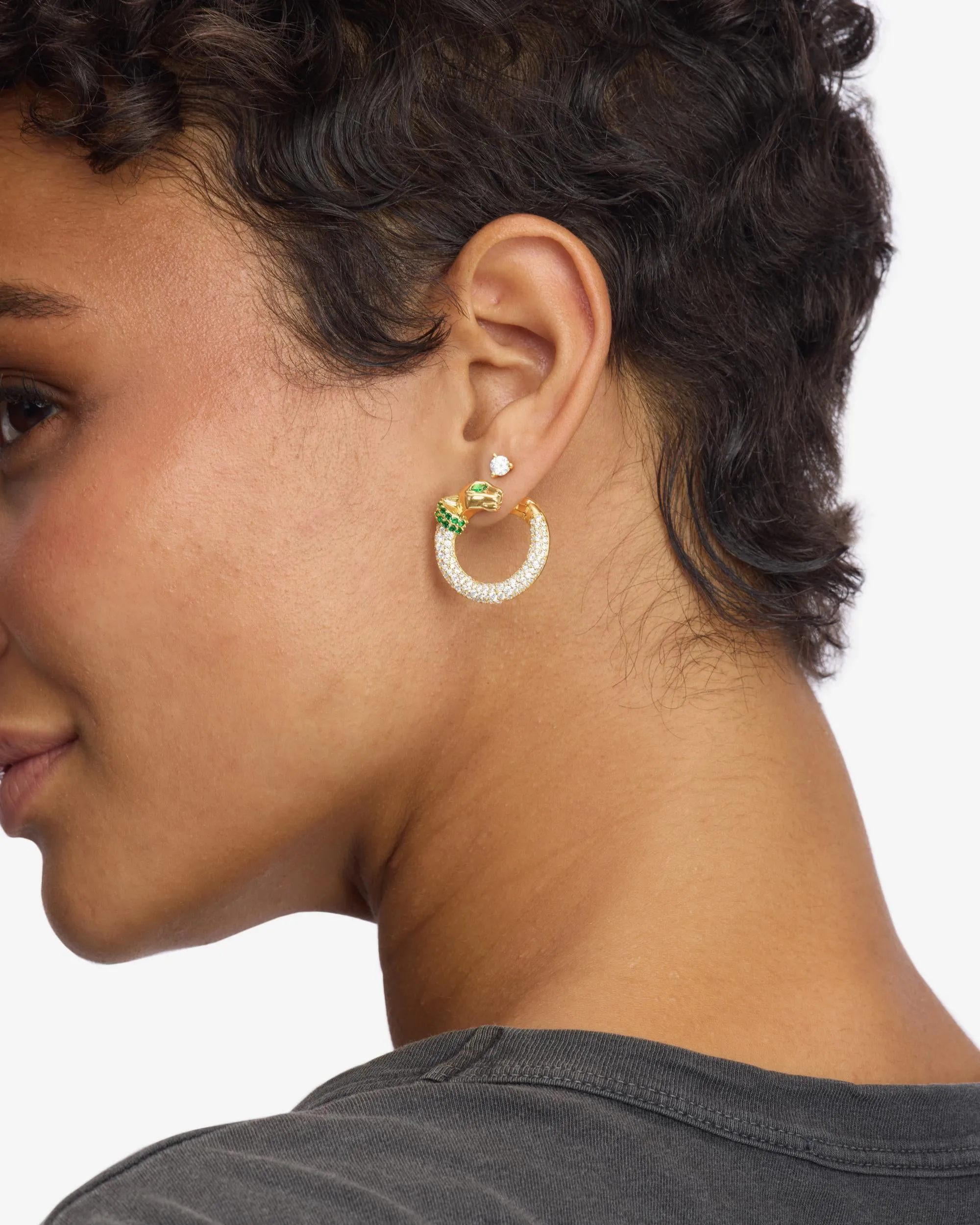Jaguar Pavé Illusion Hoops - Gold|White Diamondettes sold by Melinda Maria product image thumbnail 4