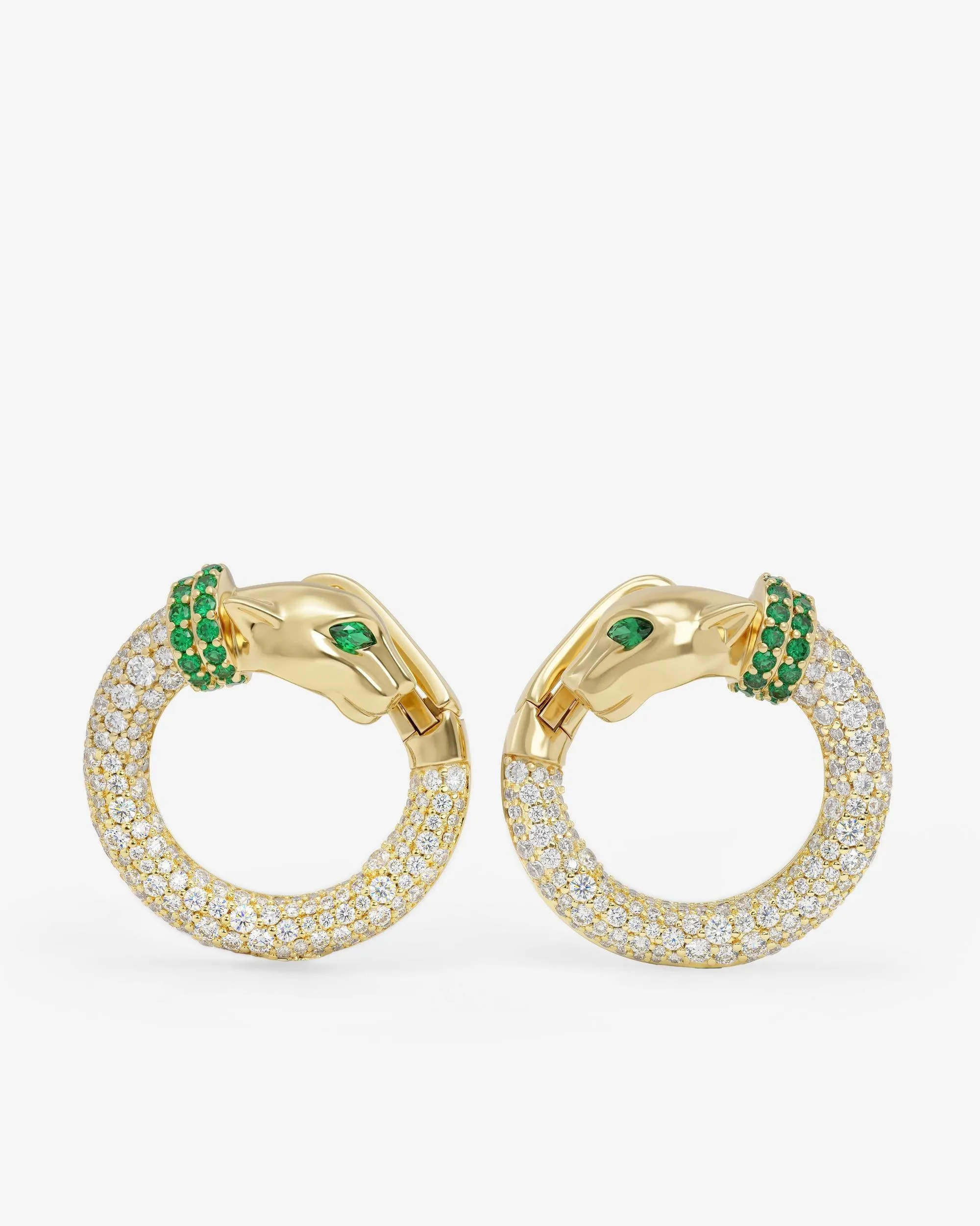 Jaguar Pavé Illusion Hoops - Gold|White Diamondettes sold by Melinda Maria